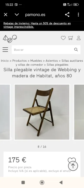 Silla plegable Aldo Jacober en Haya Vintage