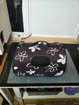 Transportín para gato con estampado floral