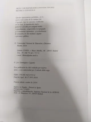 Lote libros ESTILÍSTICA Y MÉTRICA ESPAÑOLAS (UNED)