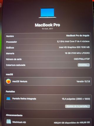 MacBook Pro Plata 512GB SSD