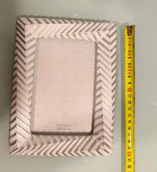 Portafotos decorativo chevron plata