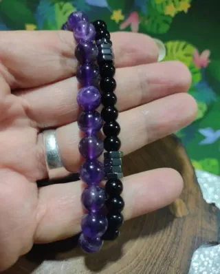 OFERTA!! Conjunto 2 pulseras piedra Amatista Onix