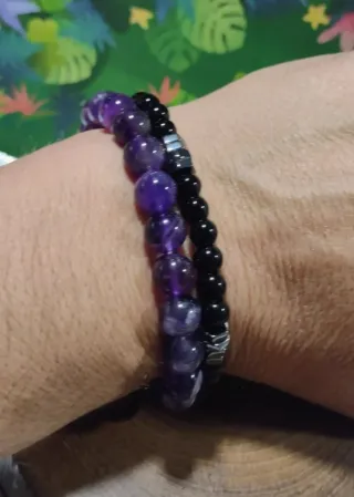 OFERTA!! Conjunto 2 pulseras piedra Amatista Onix