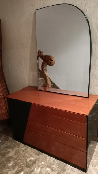 Conjunto Muebles Dormitorio Madera y Cristal