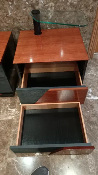 Conjunto Muebles Dormitorio Madera y Cristal