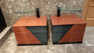 Conjunto Muebles Dormitorio Madera y Cristal