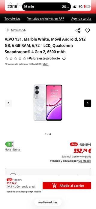 Vivo Y31 5G 512GB Negro