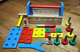 Caja herramientas madera niños