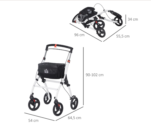 HOMCOM Andador para Personas Mayores Plegable