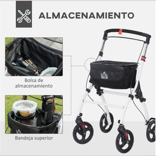 HOMCOM Andador para Personas Mayores Plegable