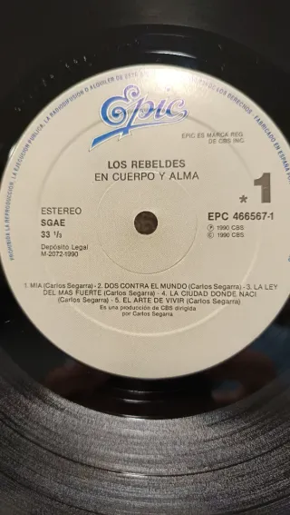 Vinilo Los Rebeldes - En Cuerpo y Alma (Original)