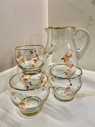 Antiguo Juego jarra y 4 vasos. Vintage - Años 60.