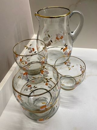 Antiguo Juego jarra y 4 vasos. Vintage - Años 60.