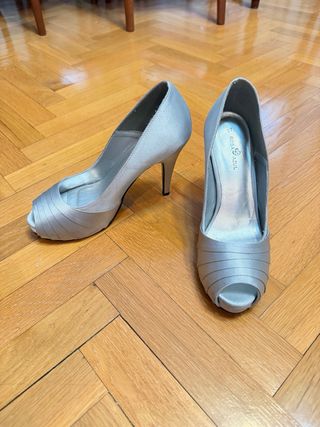 Zapatos de tacón Rosa Azul plateados T.37