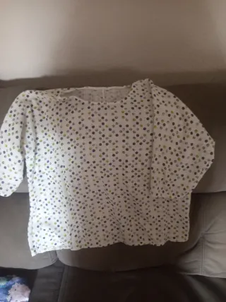 Chaleco largo mujer azul y camisa