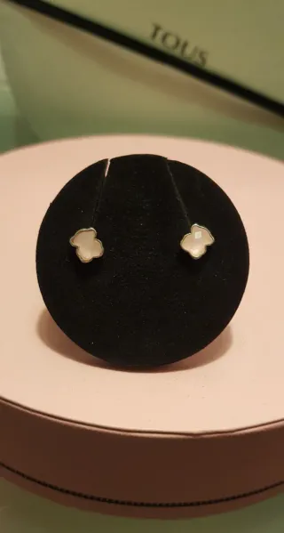 Pendientes Oso Plata y Cuarzo Rosa