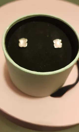 Pendientes Oso Plata y Cuarzo Rosa