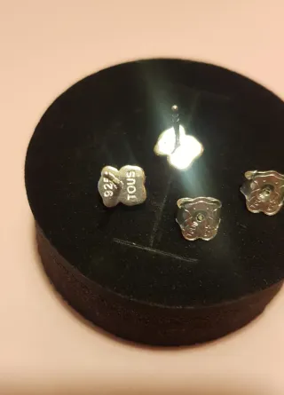 Pendientes Oso Plata y Cuarzo Rosa