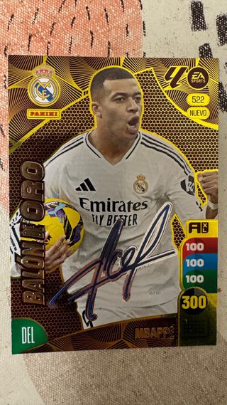 Cromo Mbappé Balón de Oro Firmado Adrenalyn 24/25