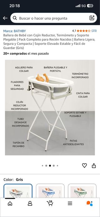 Bañera Plegable Bebé con Patas Antideslizantes