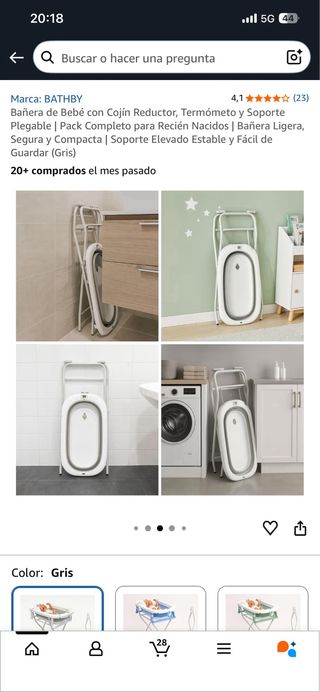 Bañera Plegable Bebé con Patas Antideslizantes