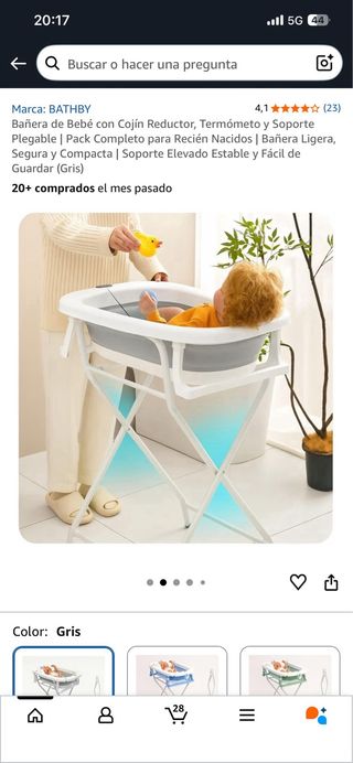 Bañera Plegable Bebé con Patas Antideslizantes