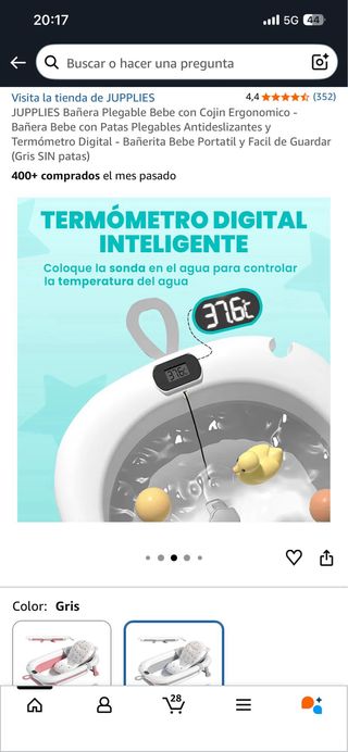 Bañera Plegable Bebé con Patas Antideslizantes