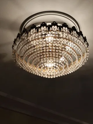 Lámpara de techo antigua cristal y metal