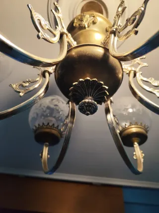 Lámpara de techo antigua cristal y metal