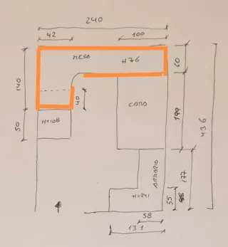 Mesa estudio con cajones y estantería
