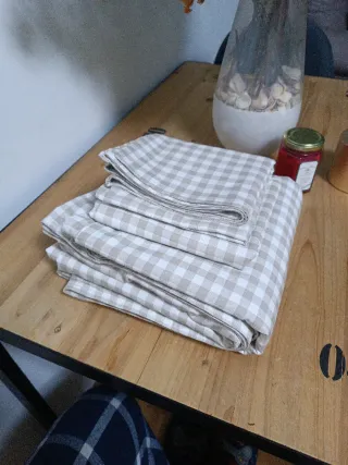 Funda nórdica algodón cuadros beige 135