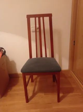 3 Sillas Vintage Madera y Tela