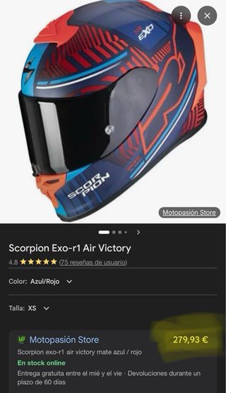 Casco Scorpion R1 Azul/Rojo