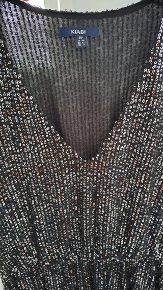 Vestido lentejuelas negro y plateado