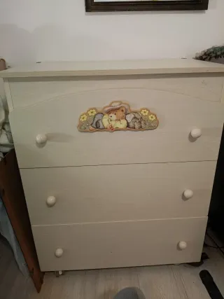 Cassettiera fasciatoio beige in legno