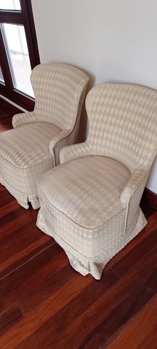 2 Butacas Descalzadoras beige-amarillas