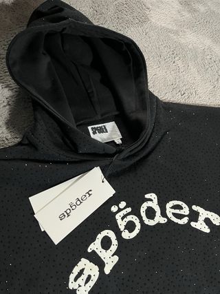 Felpa Sp5der nera con glitter