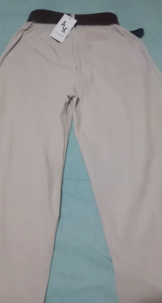 Calças bombazina bege com cinto