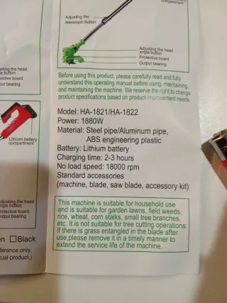 Desbrozadora cortacésped con accesorios