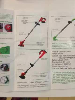 Desbrozadora cortacésped con accesorios