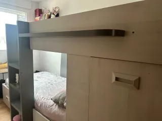 Cama tren con cajones y armario