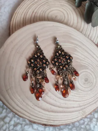 Pendientes vintage ámbar y dorado