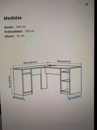 Escritorio de esquina KJELLARNE IKEA blanco