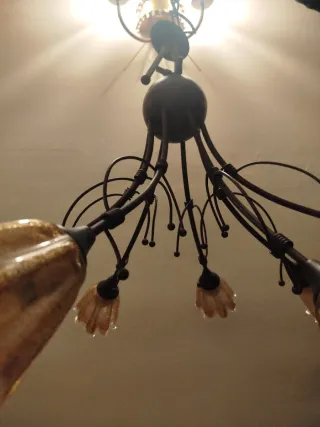 Lámpara colgante metal y cristal