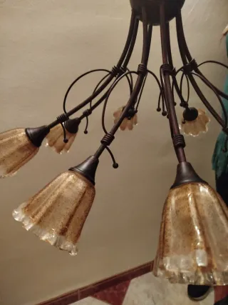 Lámpara colgante metal y cristal