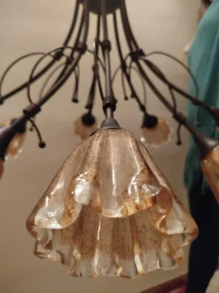 Lámpara colgante metal y cristal