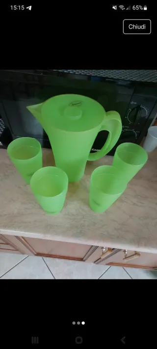 Caraffa e bicchieri Guzzini verdi