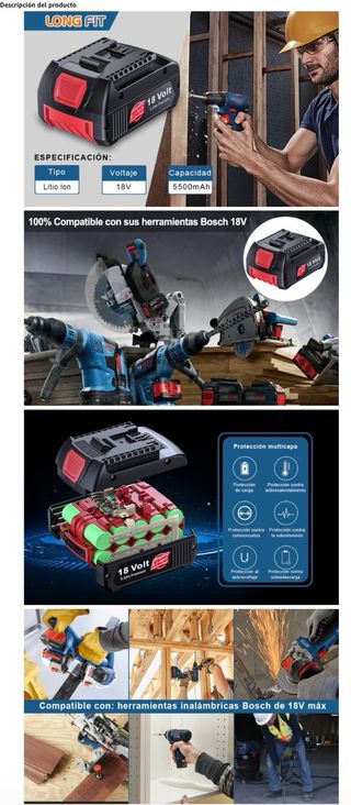 NUEVO! Pack 2 Baterías 18V Li-Ion 5.5Ah para Bosch