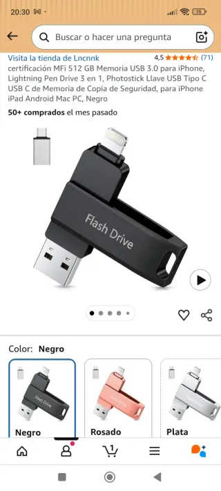 Memoria USB 3 en 1 para iPhone/Android/PC