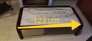 Mesa baja mármol y madera